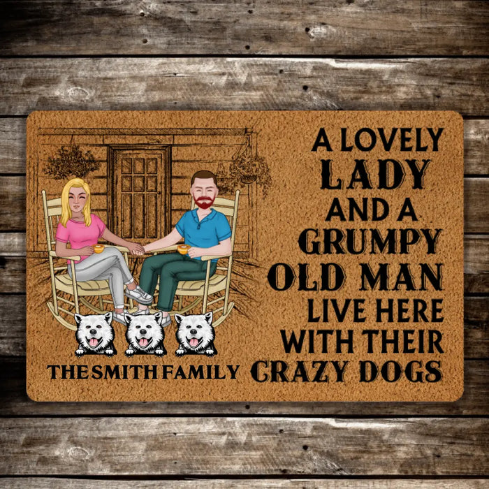 A Lovely Lady and a Grumpy Old Man Live Here - Dog Personalized Gifts Custom Doormat for Family