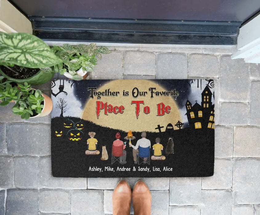 Together Is Our Favorite Place To Be - Halloween Personalized Gifts Custom Camping Doormat For Family, Camping Lovers