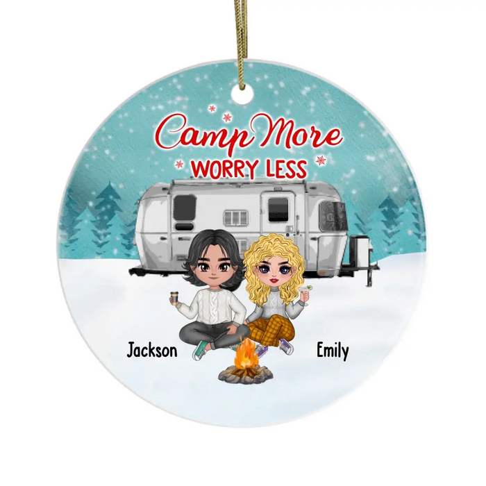 Camp More Worry Less - Personalized Gifts Custom Camping Ornament For Couples, Camping Lovers