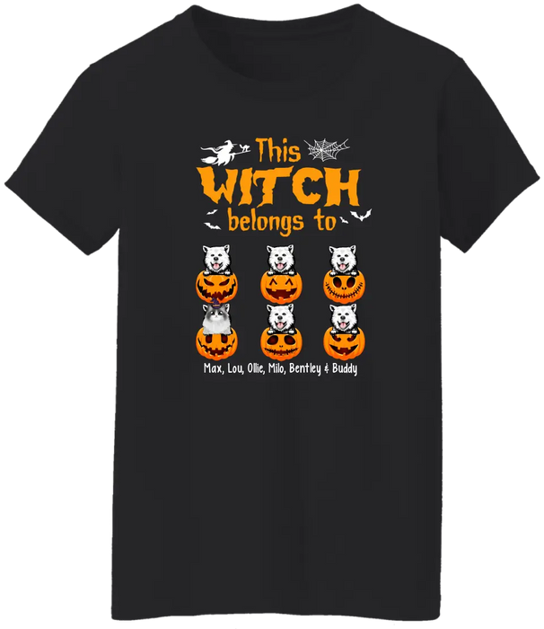 Personalized Shirt, Up To 6 Pets, This Witch Belongs To - Halloween Gift, Gift For Dog Lovers, Cat Lovers