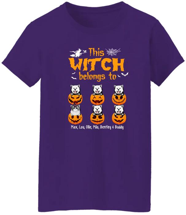 Personalized Shirt, Up To 6 Pets, This Witch Belongs To - Halloween Gift, Gift For Dog Lovers, Cat Lovers