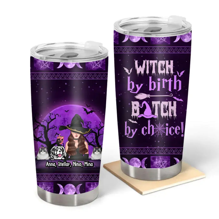 Witches By Nature Bitches By Choice - Personalized Gifts Custom Halloween Tumbler For Witches, Dog Lovers, Cat Lovers