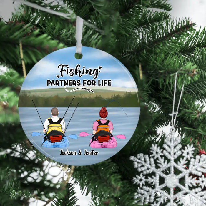 Fishing Partners For Life - Personalized Gifts Custom Ornament For Friends For Couples, Kayak Fishing Lovers