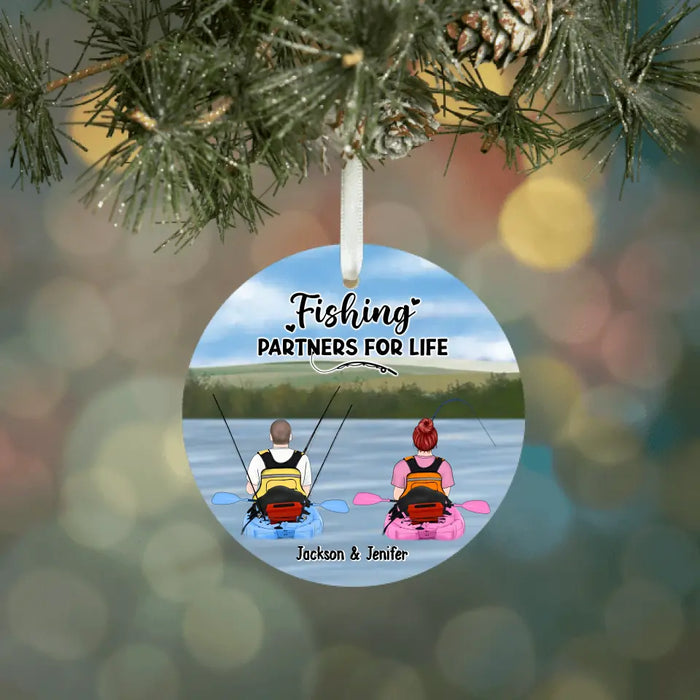 Fishing Partners For Life - Personalized Gifts Custom Ornament For Friends For Couples, Kayak Fishing Lovers