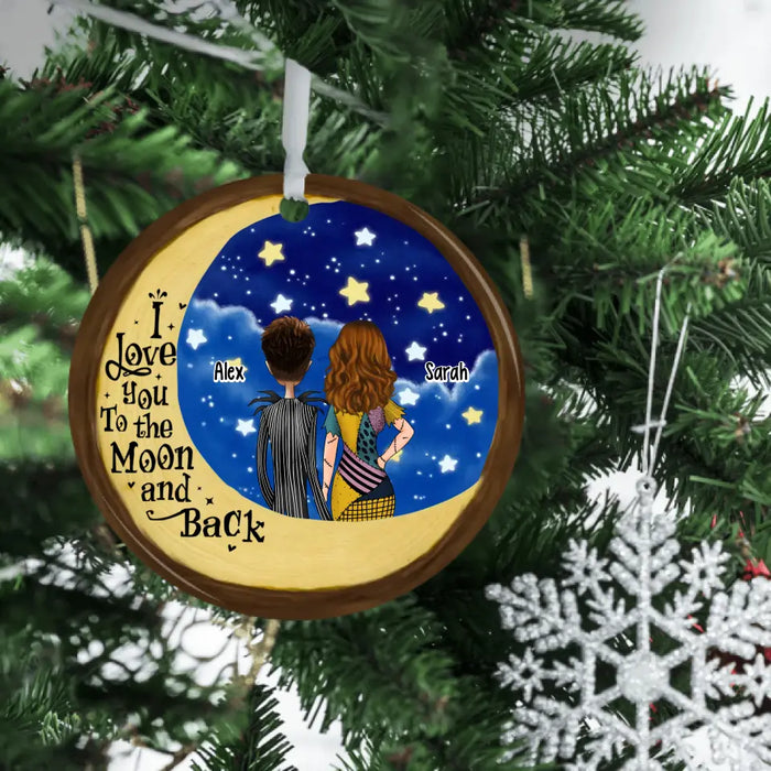 I Love You To The Moon And Back - Personalized Gifts Custom Ornament For Couples, Nightmare Portrait Decor