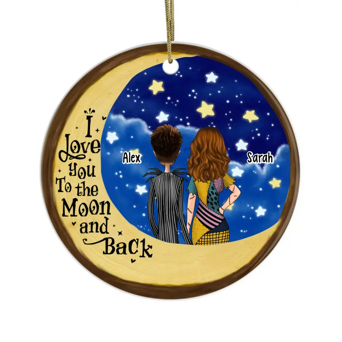 I Love You To The Moon And Back - Personalized Gifts Custom Ornament For Couples, Nightmare Portrait Decor