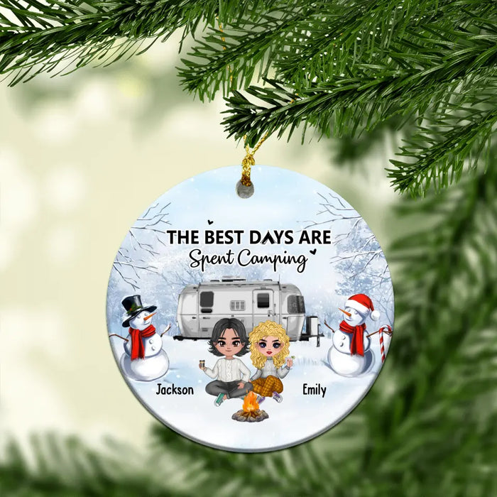 The Best Days Are Spent Camping - Personalized Christmas Gifts Custom Camping Ornament For Couples, Camping Lovers