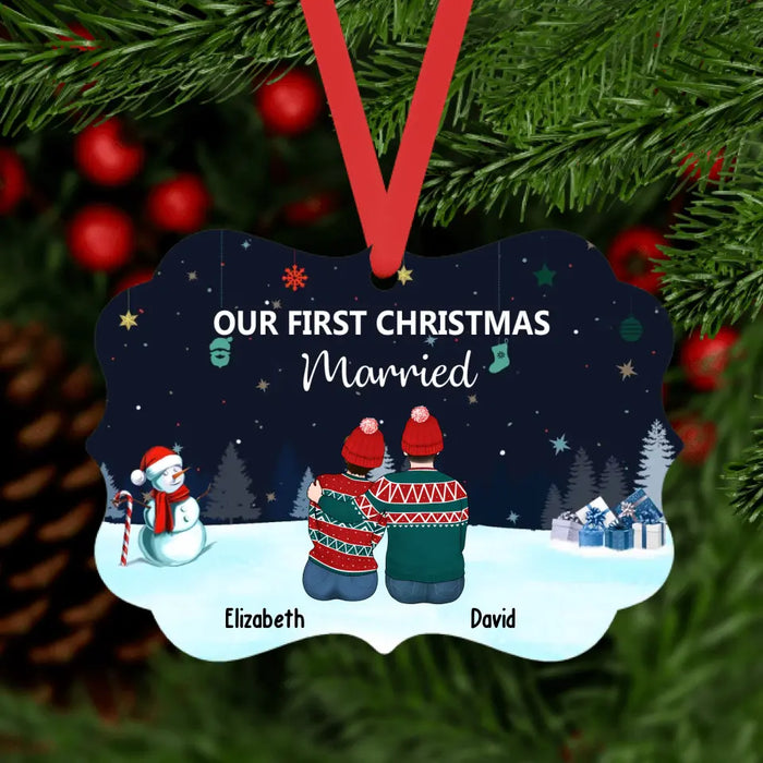 Our First Christmas Married - Personalized Christmas Gifts Custom Ornament for Couples, Newlywed Christmas Ornaments