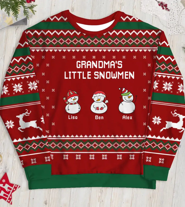 Grandma's Little Snowmen - Personalized Custom Unisex Ugly Christmas Sweater, Christmas Gift For Grandma, Nana