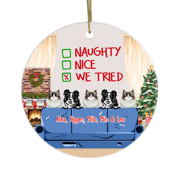 On the Naughty List and We Regret Nothing - Personalized Christmas Gifts Custom Ornament for Dog and Cat Lovers