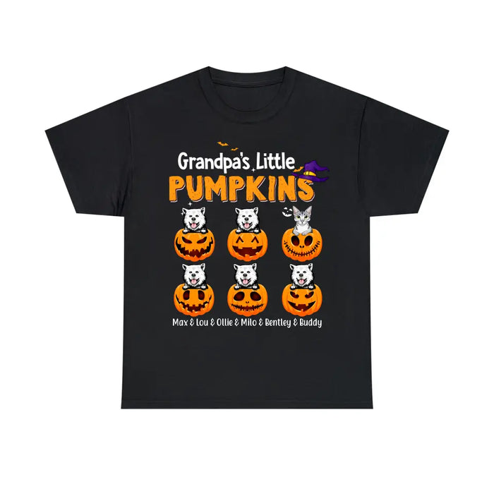 Grandpa's Little Pumpkins - Halloween Personalized Gifts Custom Shirt for Dog and Cat Lovers