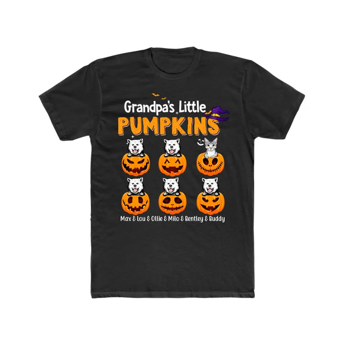 Grandpa's Little Pumpkins - Halloween Personalized Gifts Custom Shirt for Dog and Cat Lovers