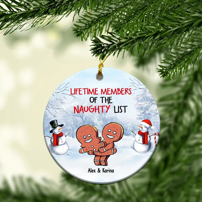 Lifetime Members Of The Naughty List - Christmas Personalized Gifts Custom Gingerbread Ornament For Couples, Naughty Gingerbread Ornament