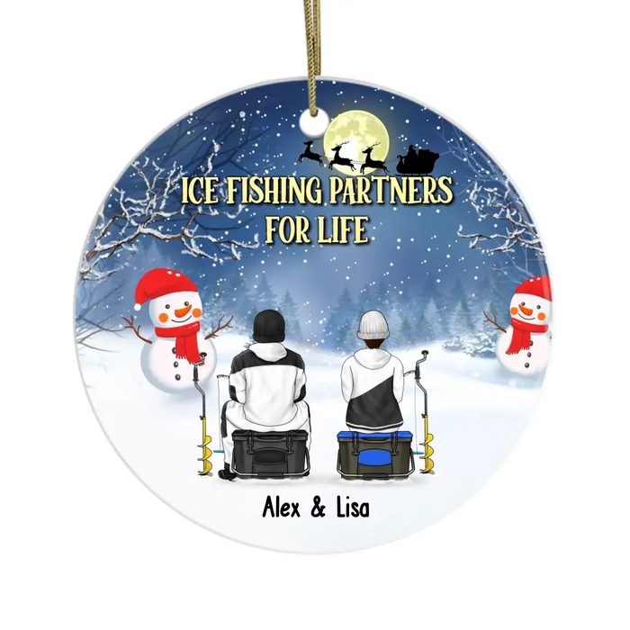 Ice Fishing Partners For Life - Personalized Gifts Custom Ice Fishing Ornament For Couples, Ice Fishing Lovers