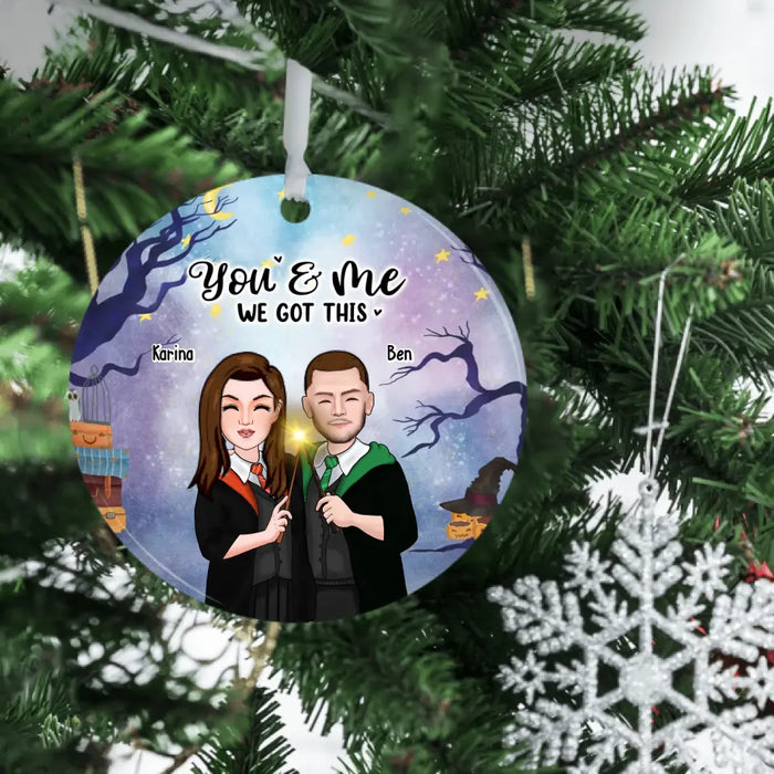 You Will Forever Be My Always - Personalized Christmas Gifts Custom Ornament For Couples, Wizard Couple Portrait Ornament