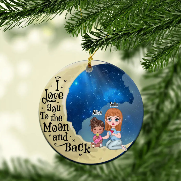 Love You To The Moon And Back Grandkids - Personalized Christmas Gifts Custom Ornament For Grandma, Mom, Mother