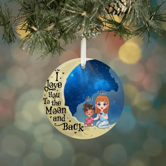 Love You To The Moon And Back Grandkids - Personalized Christmas Gifts Custom Ornament For Grandma, Mom, Mother