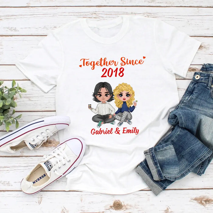 Chibi Couple Together Since - Personalized Shirt For Couples, For Him, For Her, Anniversary