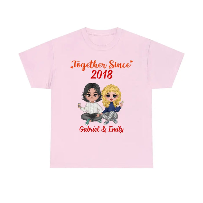 Chibi Couple Together Since - Personalized Shirt For Couples, For Him, For Her, Anniversary