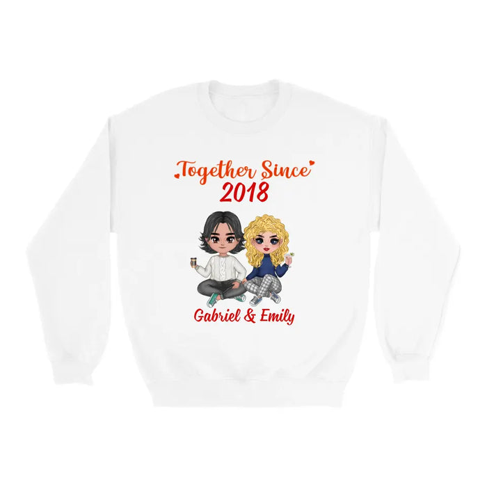 Chibi Couple Together Since - Personalized Shirt For Couples, For Him, For Her, Anniversary