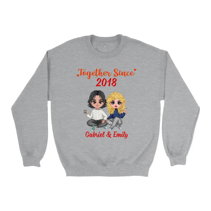 Chibi Couple Together Since - Personalized Shirt For Couples, For Him, For Her, Anniversary