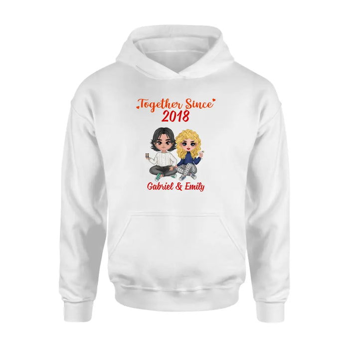 Chibi Couple Together Since - Personalized Shirt For Couples, For Him, For Her, Anniversary