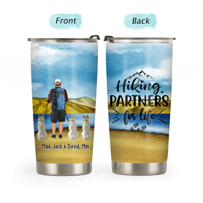 Hiking Partners for Life - Personalized Gifts Custom Hiking Tumbler for Dog Dad, Hiking Lovers