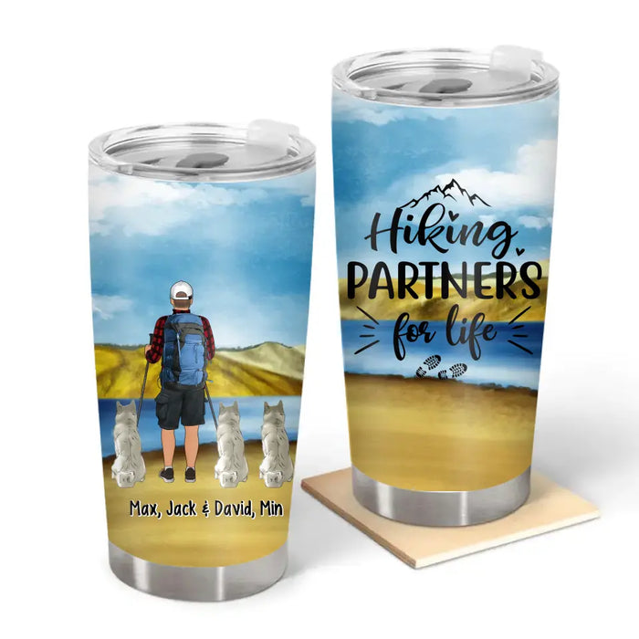 Hiking Partners for Life - Personalized Gifts Custom Hiking Tumbler for Dog Dad, Hiking Lovers