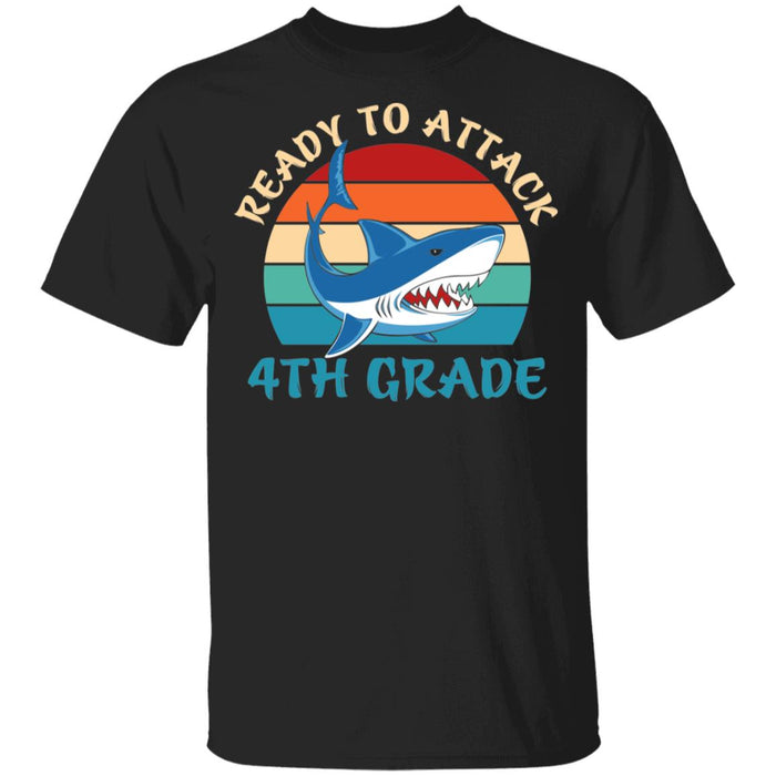 Back to School Ready To Attack 4th Grade Shark Youth T-Shirt