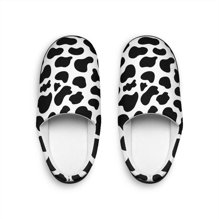 Black/White Cow Print Slippers For Women