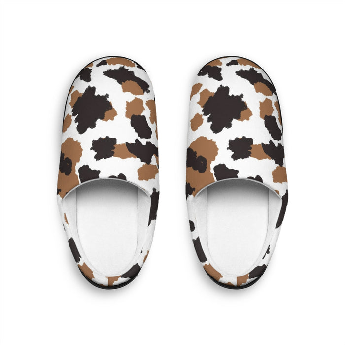 Brown Cow Print Slippers for Women